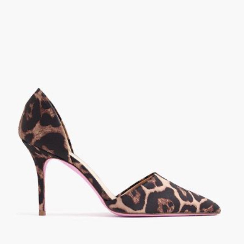 J.Crew leopard print Elsie D'orsay heels. Excellent condition. Made in Italy.